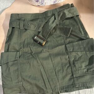 Express Olive Green Utility Skirt with Belt - High Rise